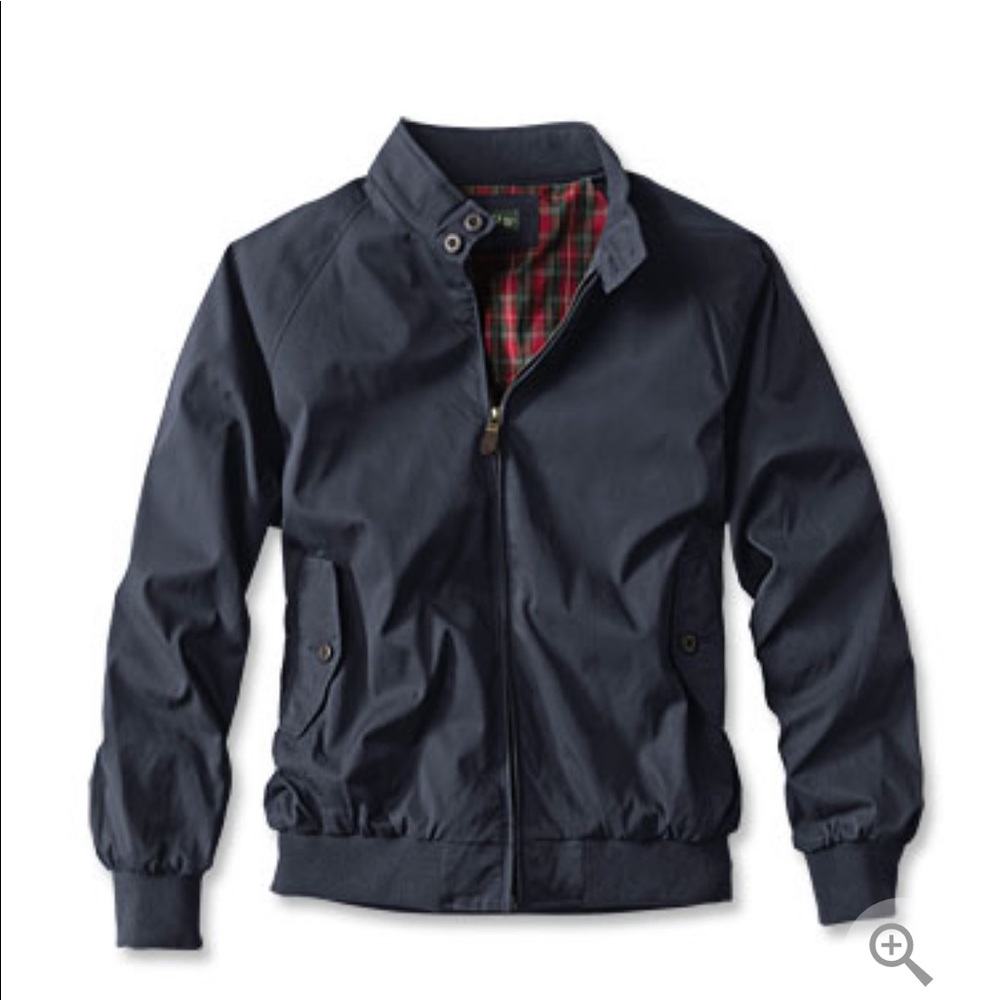 Orvis Navy Blue Windbreaker with Red Plaid Lining